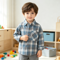 thumbnail image 2 of YOUYEDIAN Plaid Shirts for Boys Long Sleeve Button Down Shirts Casual Collared Cotton Tops, 2 of 5