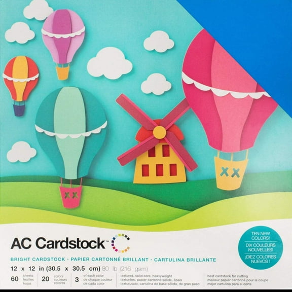 American Crafts Variety Cardstock Pack 12"X12" 60/Pkg-Brights