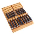 thumbnail image 1 of Organizador de bloques de cuchillos Utoplike, de bambú, de bambú, para 16 cuchillos, 1 of 7