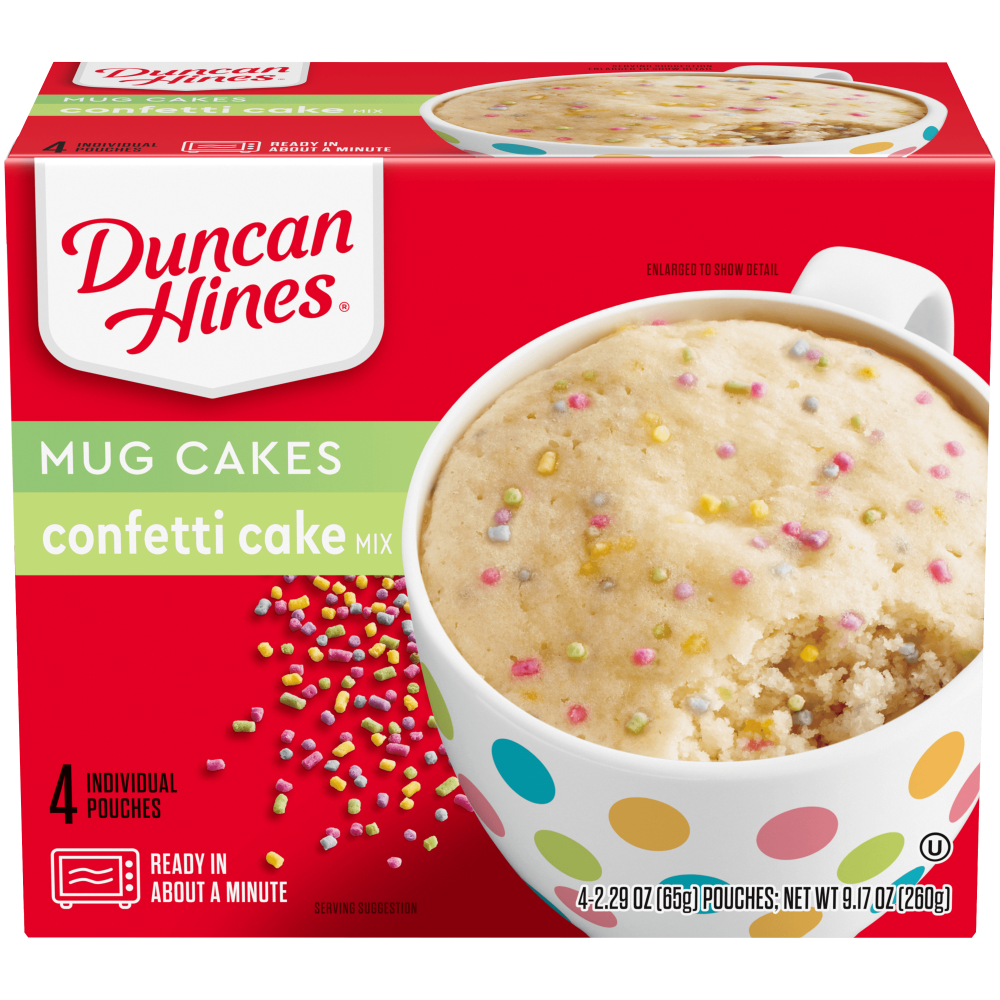 Duncan Hines Mug Cakes Funfetti Cake Mix with Vanilla Frosting, 4