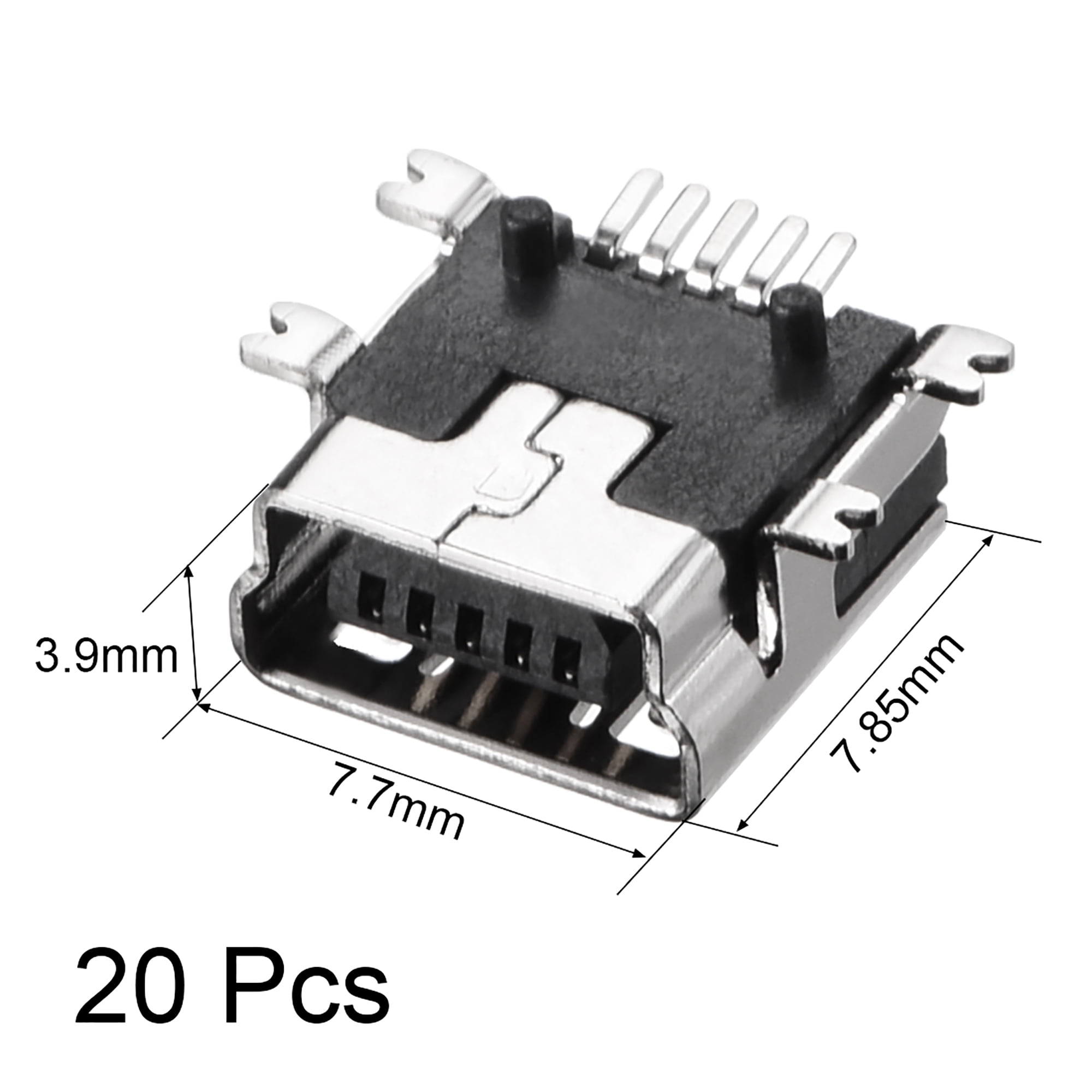 Mini USB PCB Connector Type-B 5P Female Jack SMT SMD Short Body 20Pcs ...