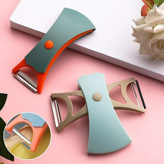 Two-in-One Melon and Fruit Peeler | Stainless Steel Kitchen Tool | Multifunctional Shaving & Peeling | Ergonomic Handle | Rotating Storage Design | Set of 2