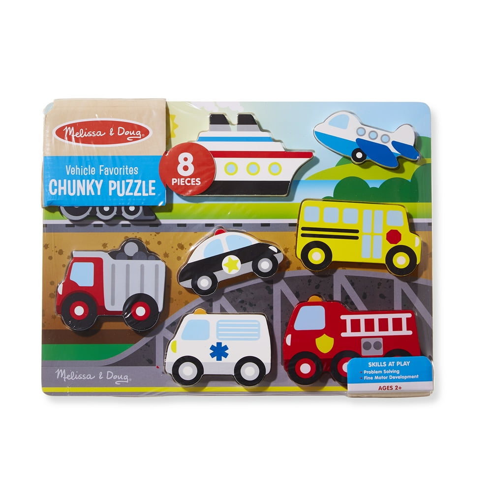 Melissa And Doug Wooden 8 Piece Vehicle Favorites Chunky Puzzle Walmart