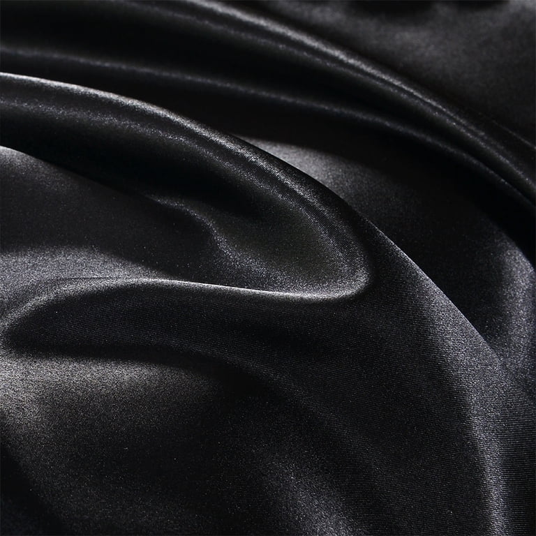 ANMINY Twin Satin Silk Fitted Sheet, Deep Pocket Black photo 6