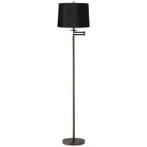 360 Lighting Modern Swing Arm Floor Lamp 60.5" Tall Bronze Black Hardback Drum Shade for Living Room Reading Bedroom Office