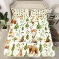 thumbnail image 2 of Manfei Bear Rabbit Fox Full Size Sheets 4-Piece for Children Teens,Jungle Animal Breathable Bed Sheets,Woodland Wildlife Lightweight Sheet Sets,Breathable Home Decor, 2 of 7