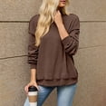 thumbnail image 4 of VEKDONE Women's Mock Neck Sweatshirt Oversized Long Sleeve Loose Fit Pullover Top Solid Color Lightweight Comfy Lounge Sweatshirts Coffee S, 4 of 8