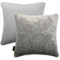 18 X 18 Throw Pillow Fiber Fill, Square Couch Pillow Rare Grey Arctic Wolf - Fabulous Faux Fur Case & Shell, 1 PCS, 2-tone Decorative Luxury Style - Sofa, Bedroom, Adjustable Fill Zipper