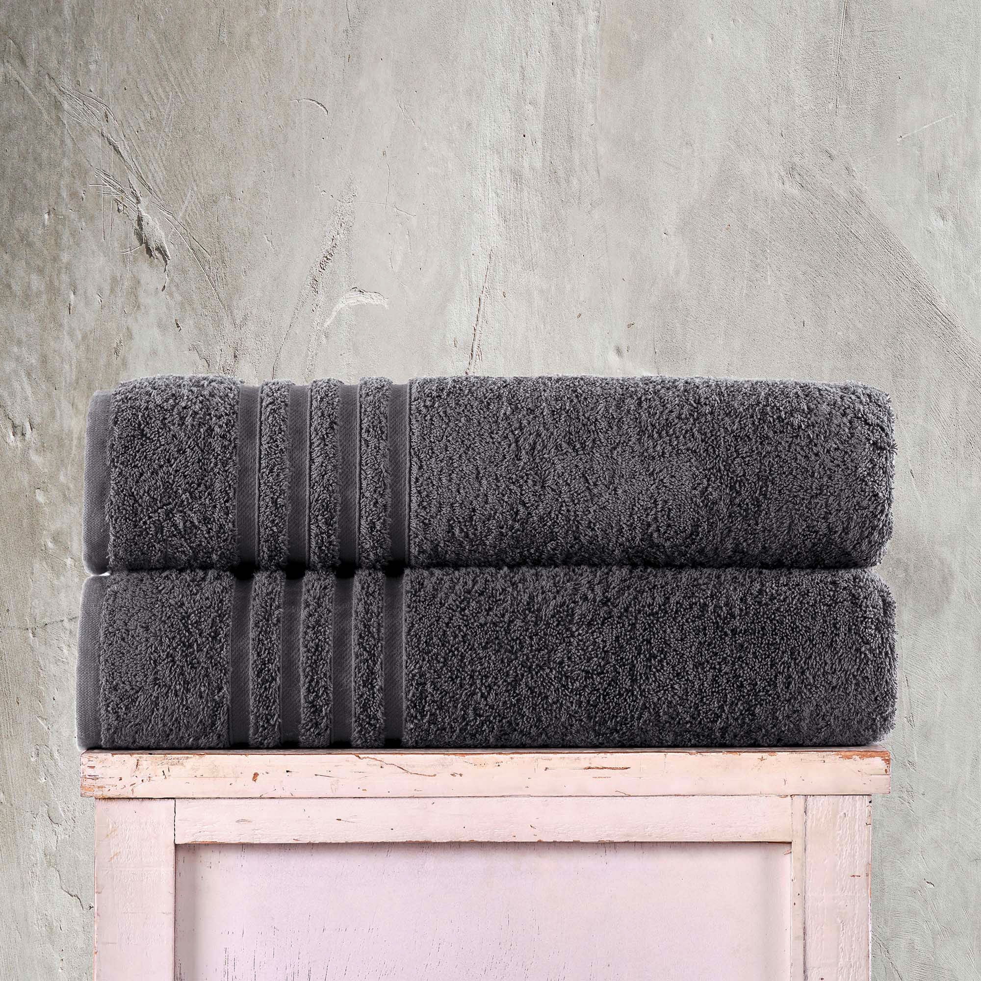 Jumbo Large Bath Sheets Towels 2 Pack Soft and Absorbent, 100% Cotton Towels (Cool Grey, Bath Sheet)