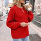thumbnail image 5 of Suéter de Punto Suave y Grueso de Larga con Botones para Mujer, Cárdigan Informal Holgado con Abertura Frontal para Otoño Rojo Llama L, 5 of 9