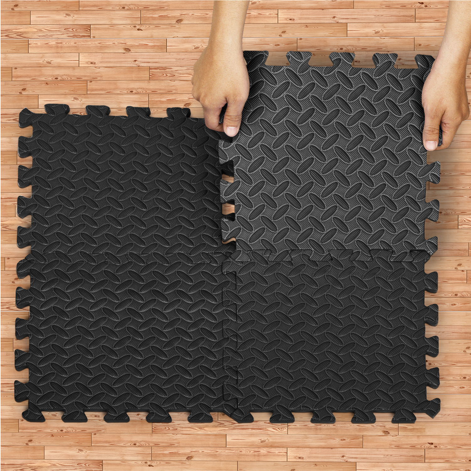 Yes4All 12 pcs Interlocking Exercise Foam Mats, Cover 12 sqft, 3/8 inch Thick, Black Color - image 3 of 7