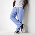 thumbnail image 2 of Nestiefly Mens Cotton Linen Pants Casual Elastic Waist Drawstring Summer Beach Pants Loose Fit Lightweight Dress Trousers 2026 Sky Blue 3XL, 2 of 6