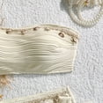 thumbnail image 5 of Xdegoge Bikini Sets for Women Bandeau High Waisted Two Piece Bathing Suits Crinkle Seashell Details Tummy Control Flattering Pool Party Swimming Suits, 5 of 8
