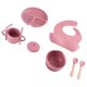 thumbnail image 4 of Baby Feeding Set 3 Divided Grids Plate Bib Bowl Spoon Fork Water Cup Soft Silicone Feeding Supplies Set Brick Red, 4 of 4