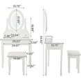 thumbnail image 2 of Vanity Table with LED Lighted Mirror, Modern Makeup Desk Set with 3 Modes, 3 Drawers & Cushioned Stool for Bedroom, 2 of 7