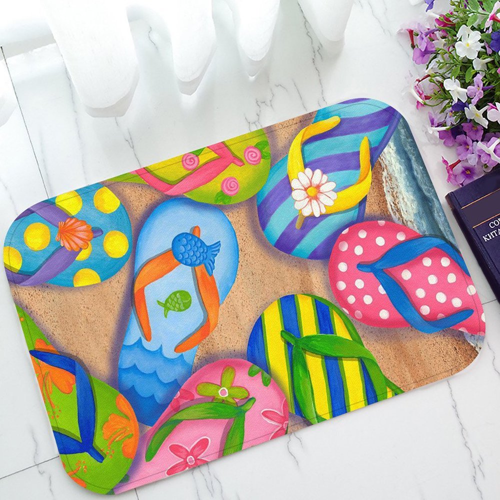 GCKG Flip Flops Slippers Art NonSlip Doormat Indoor/Outdoor/Bathroom