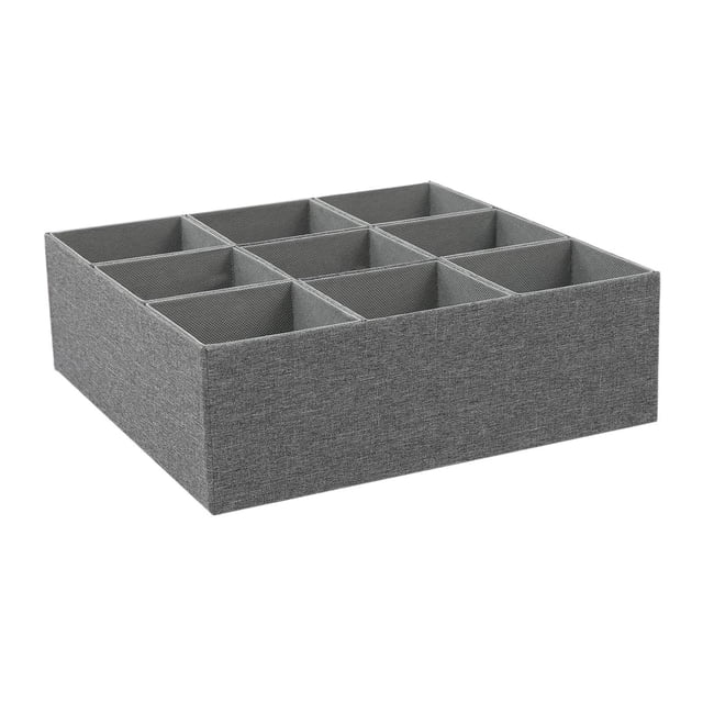 Organizador de cajones de 9 secciones, bandeja organizadora de accesorios, color gris, para armario, para cinturones y corbatas, contenedor resistente