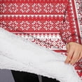 thumbnail image 3 of Oversized Wearable Blanket Hoodie,Red Christmas Geometric Snowflake Pattern Sherpa Blanket Hoodie with Super Pockets,Super Warm Fuzzy Pullover for Women & Men, 3 of 6