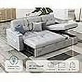 thumbnail image 5 of Roomy Homy 84" Pull Out Sofa Bed, Sleeper Sofa Bed with 3 USB Ports & Cup Holders, Tufted L Shape Sectional Sofa Bed with Storage Chaise- Light Grey, 5 of 5