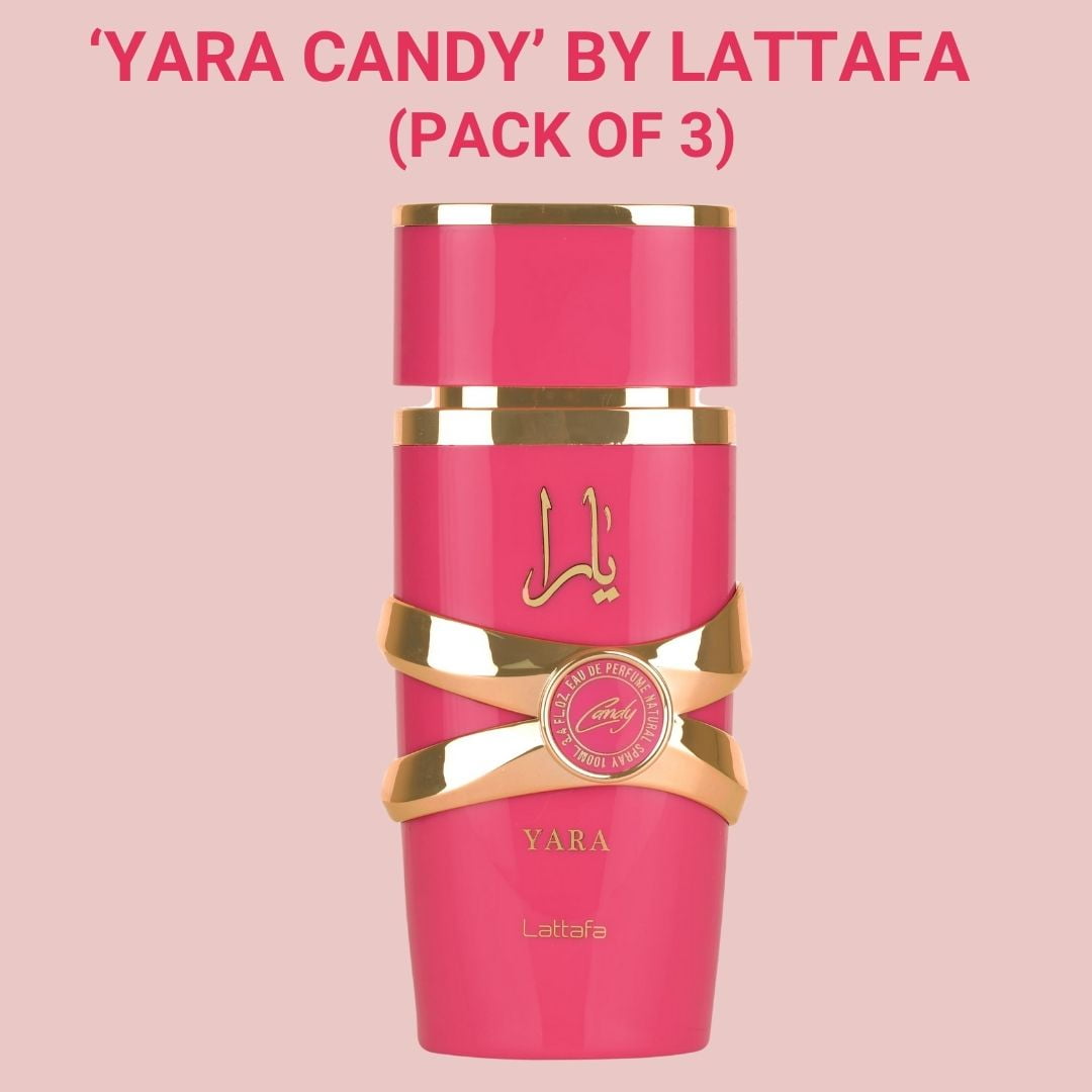 Yara Candy Eau De Parfum Spray 100ML (3.4 OZ) By Lattafa| Indulge In A Playful Burst Of Fruity Sweetness. (PACK OF 3)