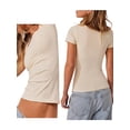 thumbnail image 5 of Biekopu Women T-shirt, Square Neck Short Sleeve Solid Slim Fit Summer Tops Clothes for Casual Daily, 5 of 7
