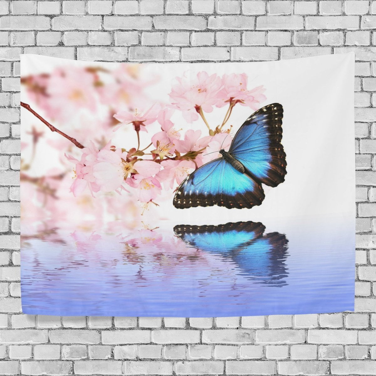 Large Butterfly And Flower Print Tapestry Wall Hanging Wall Art