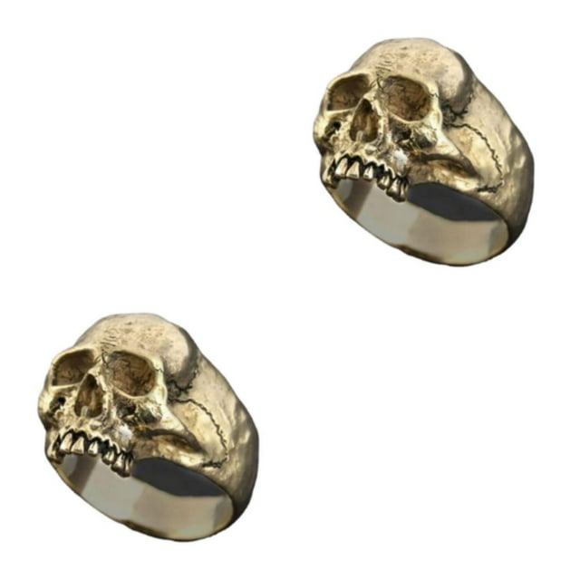 Anillo de calavera único Sonducket dorado 10 Oro diez 2Conjunto