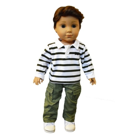 My Brittany's Army Green Polo with Army Cargo Pants for American Girl Dolls|My Life as Dolls|18 Inch Doll Clothes|Doll and shoes are not