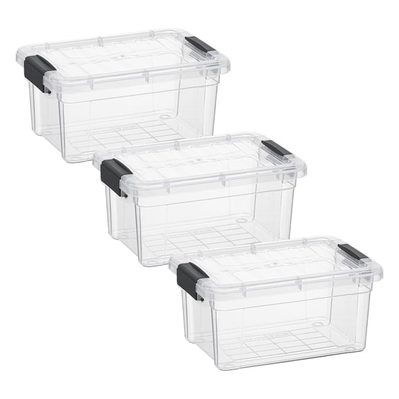 Superio Clear Storage Boxes with Lids, Plastic Container Bins for Organizing, Stackable Crates, BPA Free, Non Toxic, Odor Free, Organizers for Home, Office, School, and Dorm, 1.85 Quart, 3 Pack