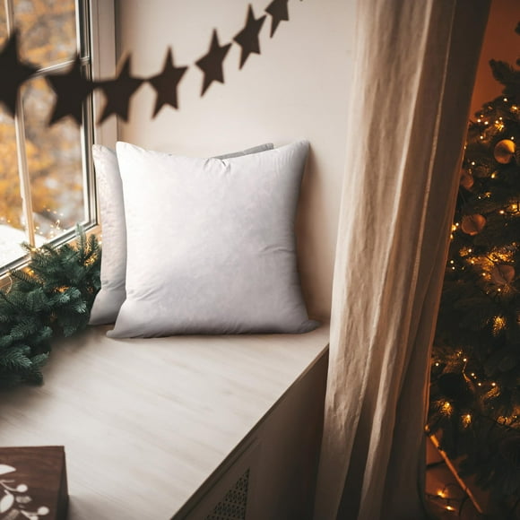 Serta Halloween/Christmas Decoration Euro Medium Firm Cushion Throw Livingroon/Bedroom 2 Pack,26"X26" Pillow, 2 Count (Pack of 1), White