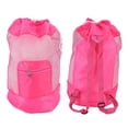 thumbnail image 4 of Bolsa de playa grande de malla rosa plegable con cordón para guardar arena, conchas y pícnics, perfecta para acampar, 4 of 8