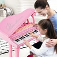 thumbnail image 4 of Costway 31 Keys Kids Piano Keyboard Toy Toddler Musical Instrument with Stool & Microphone Pink, 4 of 9