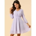 thumbnail image 3 of INSPIRE CHIC Robe en Chiffon Fluide à Manches Mi-Longues et Col en V pour Femmes, 3 of 6