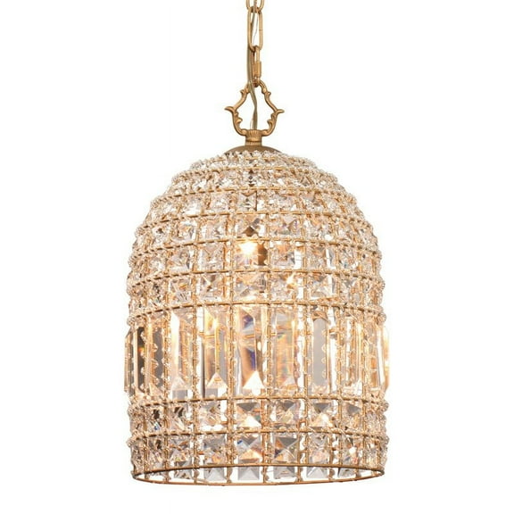 Eden Home Transitional Glass Pendant in Clear and Antique Gold