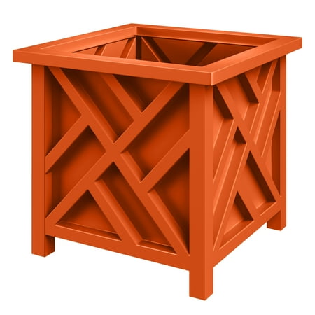 Pure Garden Outdoor Lattice Planter Box - 15.5-Inch Plant Pot, Terracotta