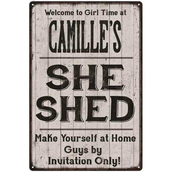 CAMILLE'S She Shed Sign Lady Cave Gift 8 x 12 High Gloss Metal 208120082491