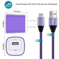 thumbnail image 4 of Micro USB Cable with Android Charger, Hootek 6FT USB A to micro cable High Speed Fast Charging Cable, usb cable micro with USB Wall Charger Fast Charger Adapter Plug, android charger block, Purple, 4 of 10