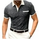 thumbnail image 2 of Blusa y camisa de manga corta con cuello vuelto para hombre, moda a rayas, botones, versátil, blusa de manga corta con cuello vuelto, abrigo de poliéster para hombre, 2 of 6