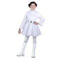 thumbnail image 1 of STAR WARS YOUTH PRINCESS LEIA COSTUME - Robe à capuche avec ceinture en vinyle 3D et perruque à deux chignons, 1 of 5
