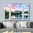 thumbnail image 3 of wall26 Canvas Print Wall Art Window View Pastel Sky Mountain Range Forest Lake Wilderness Nature Photography Realism Scenic Landscape Colorful Multicolor for Living Room, Bedroom, Office - 24"x3, 3 of 5