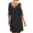 thumbnail image 3 of WISEFIN Women's Casual Lace Splicing Heart Print Short Sleeve Cold Shoulder Swings Tank Dress, 3 of 3