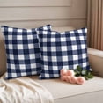 thumbnail image 3 of Pack of 2 Outdoor Pillow Covers 20x20 Inch Waterproof Navy Blue Check Throw Pillow Covers,Decorative Couch Pillow Case Sham Farmhouse Buffalo Plaid Blue Pillowcases Cushion Covers for Patio Garden, 3 of 8