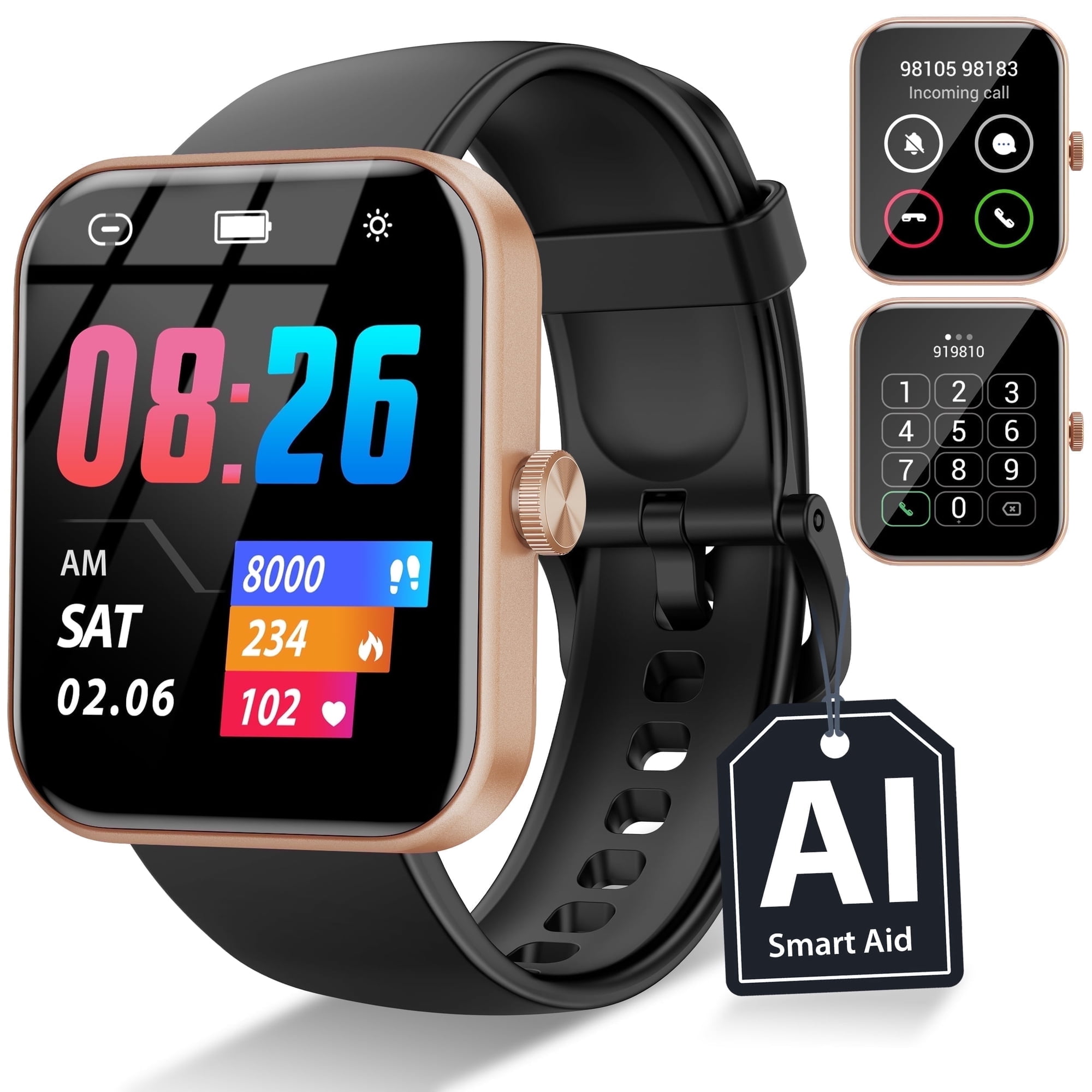 Letsfit watches for men, 1.83" HD Display with Heart Rate/Sleep Monitor, fitness trackers,110+ Modes, IP68 - Carbon，watches for women,Gold
