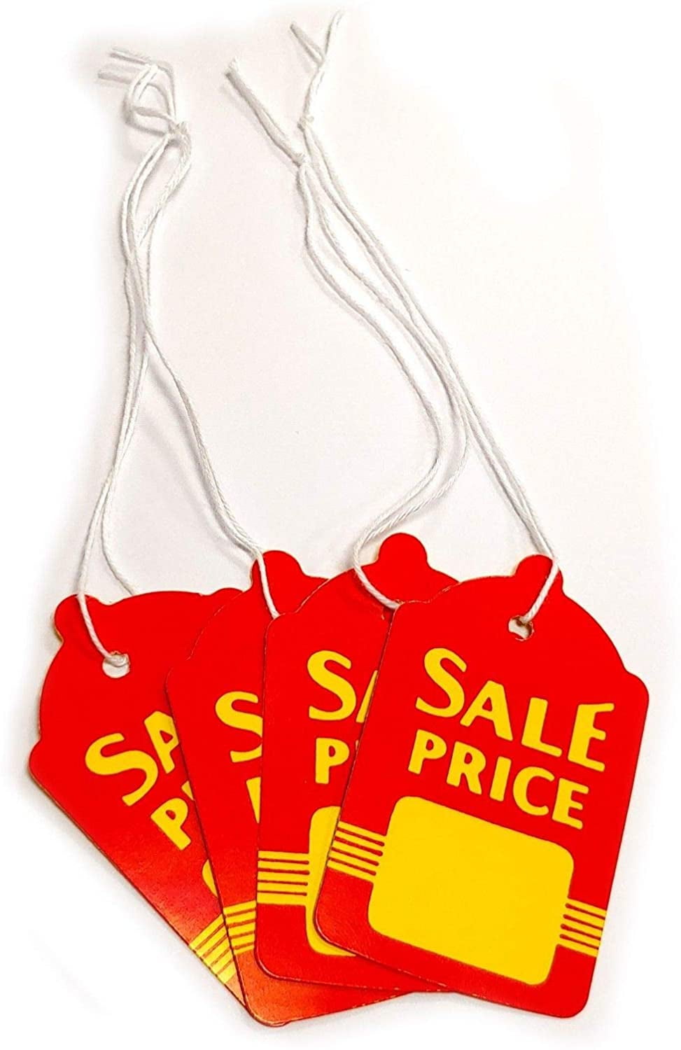 1.6" W x 2.7" H Wholesale Large Red & Yellow Strung Boutique Sale Price Tags 