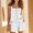 White women's tank top shorts set a1, variant on Cagogo Women's Square Neck Sleeveless Tank Top Shorts Set Casual Boho Beach Outfits Loose 2 Piece Summer Cruise Matching Lounge Sets Tracksuits Travel Airport Clothes, Light Blue XL