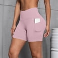 thumbnail image 2 of AKOEE High Waist Leggings for Women Shorts Workout Biker Yoga Tight Shorts with Pockets Stretch Gym Clothes (L, Pink), 2 of 8