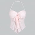 thumbnail image 2 of Kilaqueen Tank Tops for Women Lace Bow Sleeveless Halter V Neck Spaghetti Strap Y2k Tank Backless Sexy Fairy Grunge Nightclub Party Shirts, 2 of 8