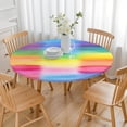 thumbnail image 3 of Colorful Watercolor Stripe Pattern Round Fitted Tablecloth with Elastic Edge,Dining Table Cover Waterproof,Outdoor Round Tablecloth for Camping,Dining,Indoor and Outdoor, 3 of 7