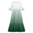 thumbnail image 4 of ITSAME Girls A-Line Maxi Dress Flowy Ruffle 3/4 Sleeve Round Neck Gradient Print Summer Fashion Casual Dress Green Size 6, 4 of 7