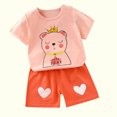 thumbnail image 4 of Fesfesfes Toddler Kids Boys Girls Unisex Summer Suit Short Sleeve Round Neck Cotton T-shirt Cute Cartoon Print Comfy Bermuda Shorts Suit, 4 of 4